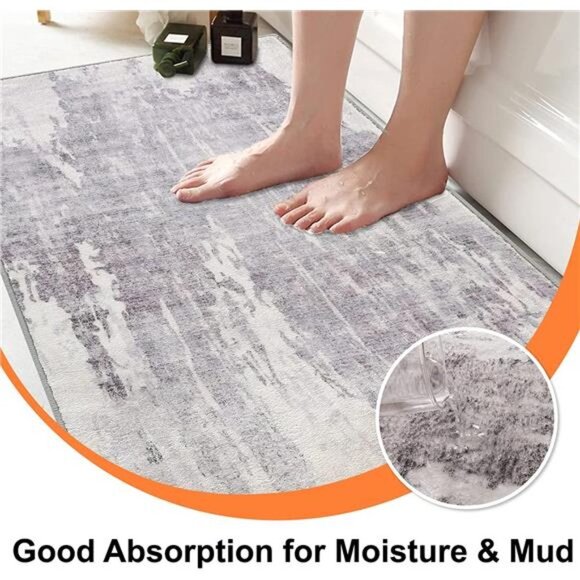 Door Mat, Front Indoor Door Mat Faux Wool Non-Slip Entryway Rug 24X36" Gray - Picture 3 of 7